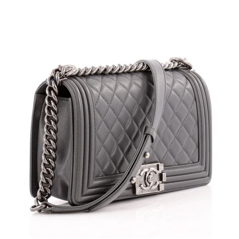 chanel boy small grey|Chanel small boy bag black.